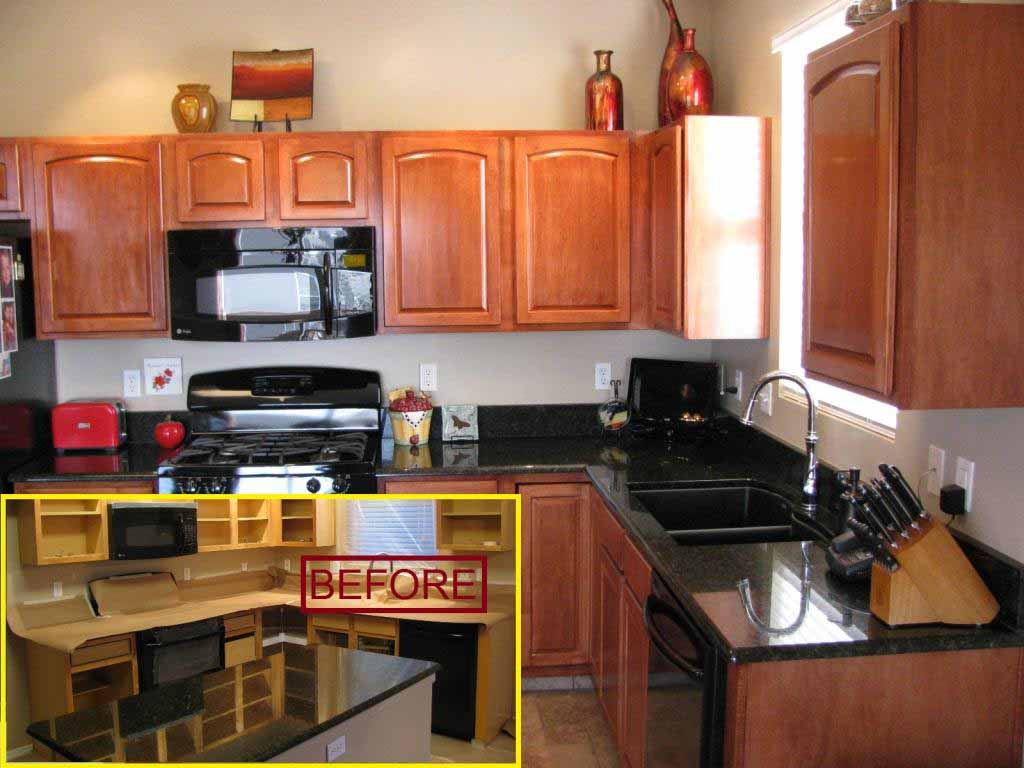 Before/After Staining Birch Kitchen Cabinets